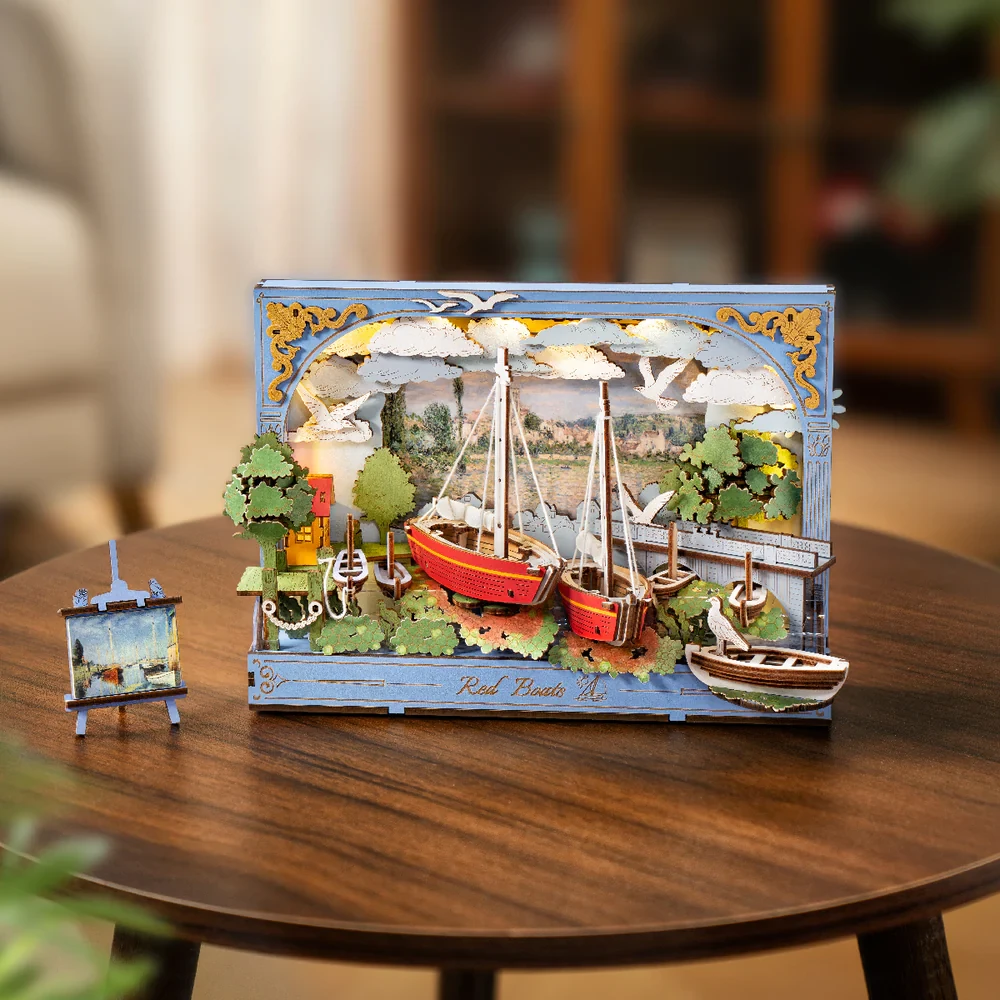  Rowood Red Boats Wall Art 3D Wooden Puzzle TH004