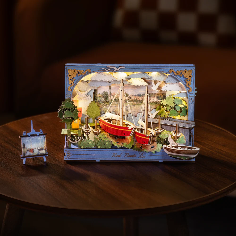  Rowood Red Boats Wall Art 3D Wooden Puzzle TH004