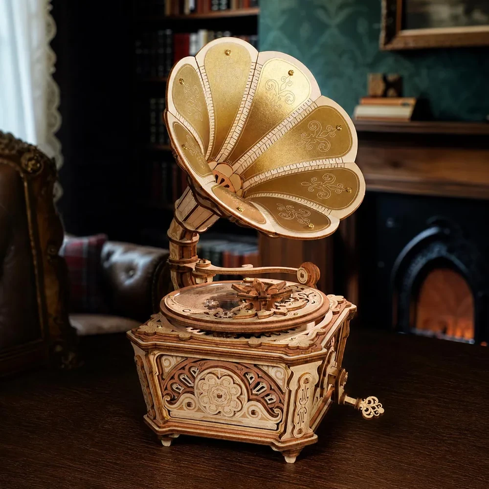  ROKR Diva Gramophone Music Box Wooden 3D Puzzle AMK82