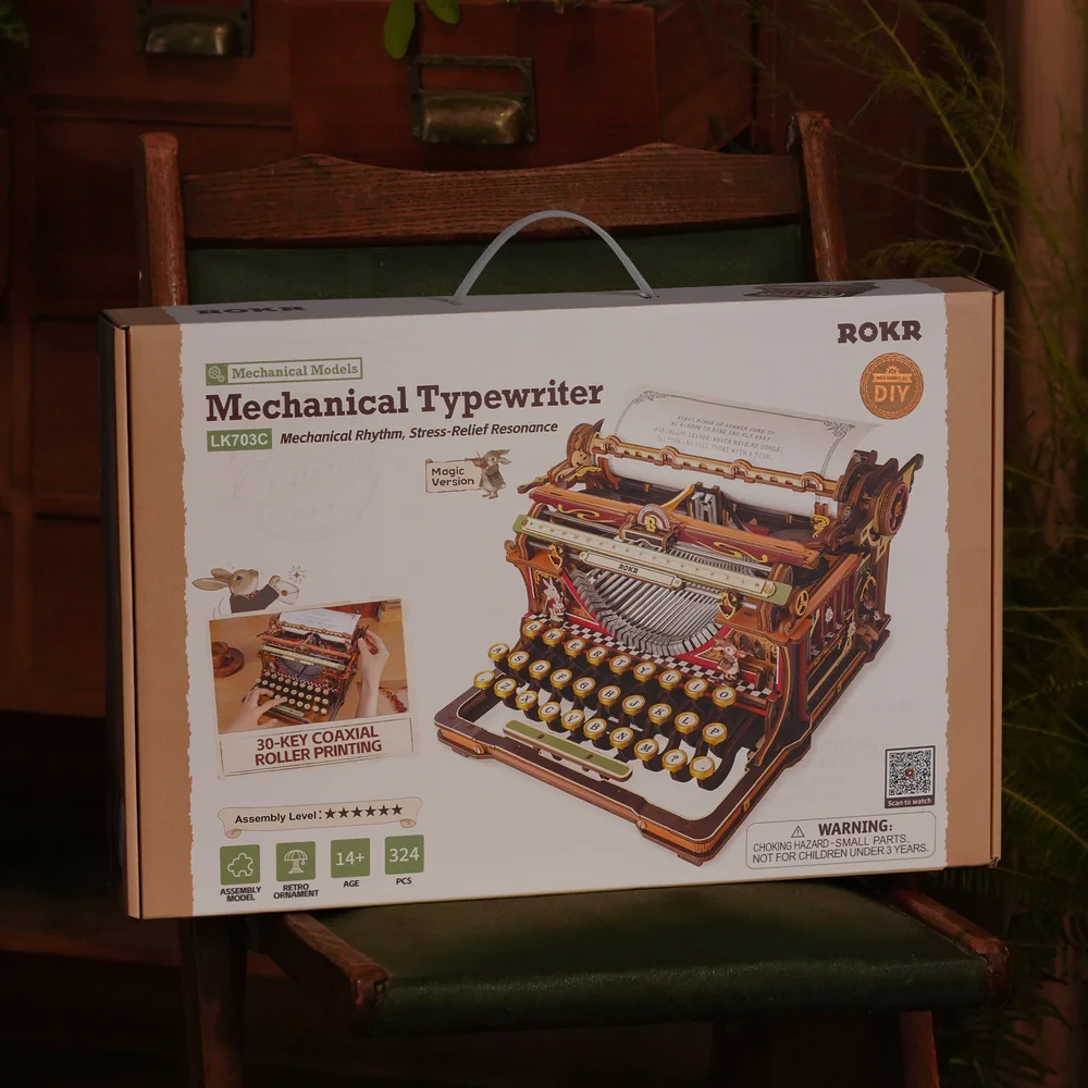 ROKR Mechanical Typewriter Wooden 3D Puzzle LK703C (Magic Version)