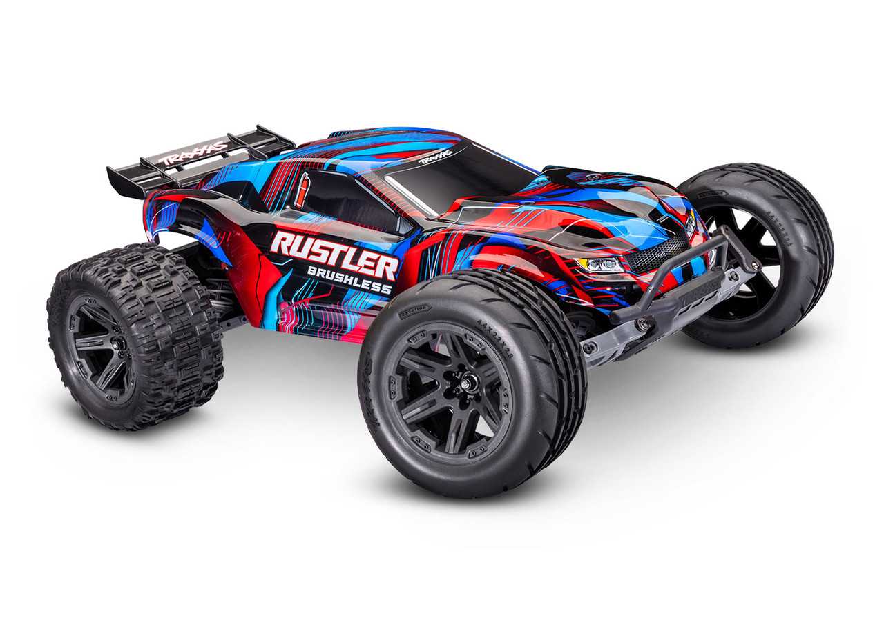 Traxxas 37454-4-RED Rustler 2WD Brushless, Red