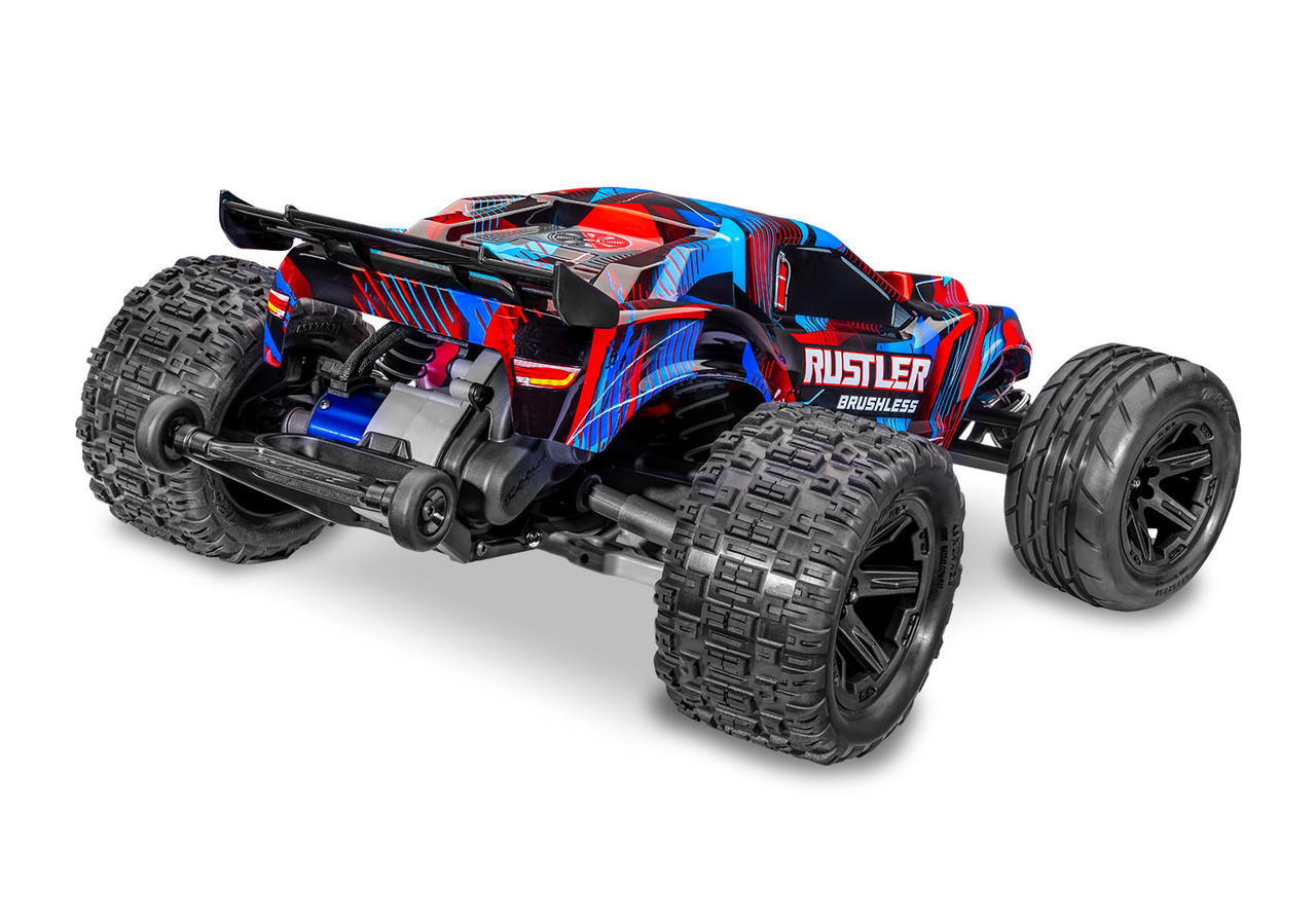Traxxas 37454-4-RED Rustler 2WD Brushless, Red