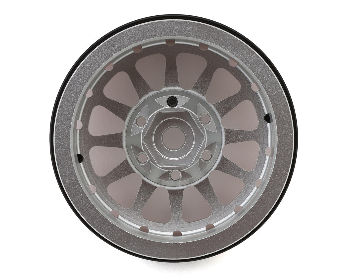  Treal Hobby Type D 1.9" 12-Spoke Beadlock Wheels (Silver/Red) (4)
