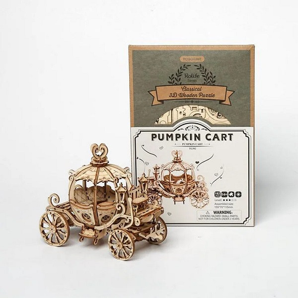  Rolife Classic 3D Wood Puzzles; Pumpkin Carriage/Cart TG302