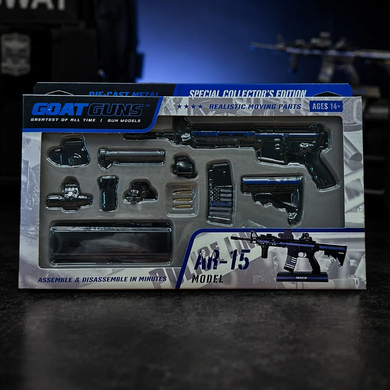 Goat Guns Mini AR-15 in Thin Blue Line SWAT Theme