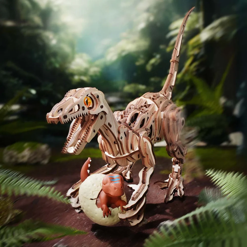  Robotime ROKR Velociraptor Mechanical DIY Miniature 3D Wooden Model Kit