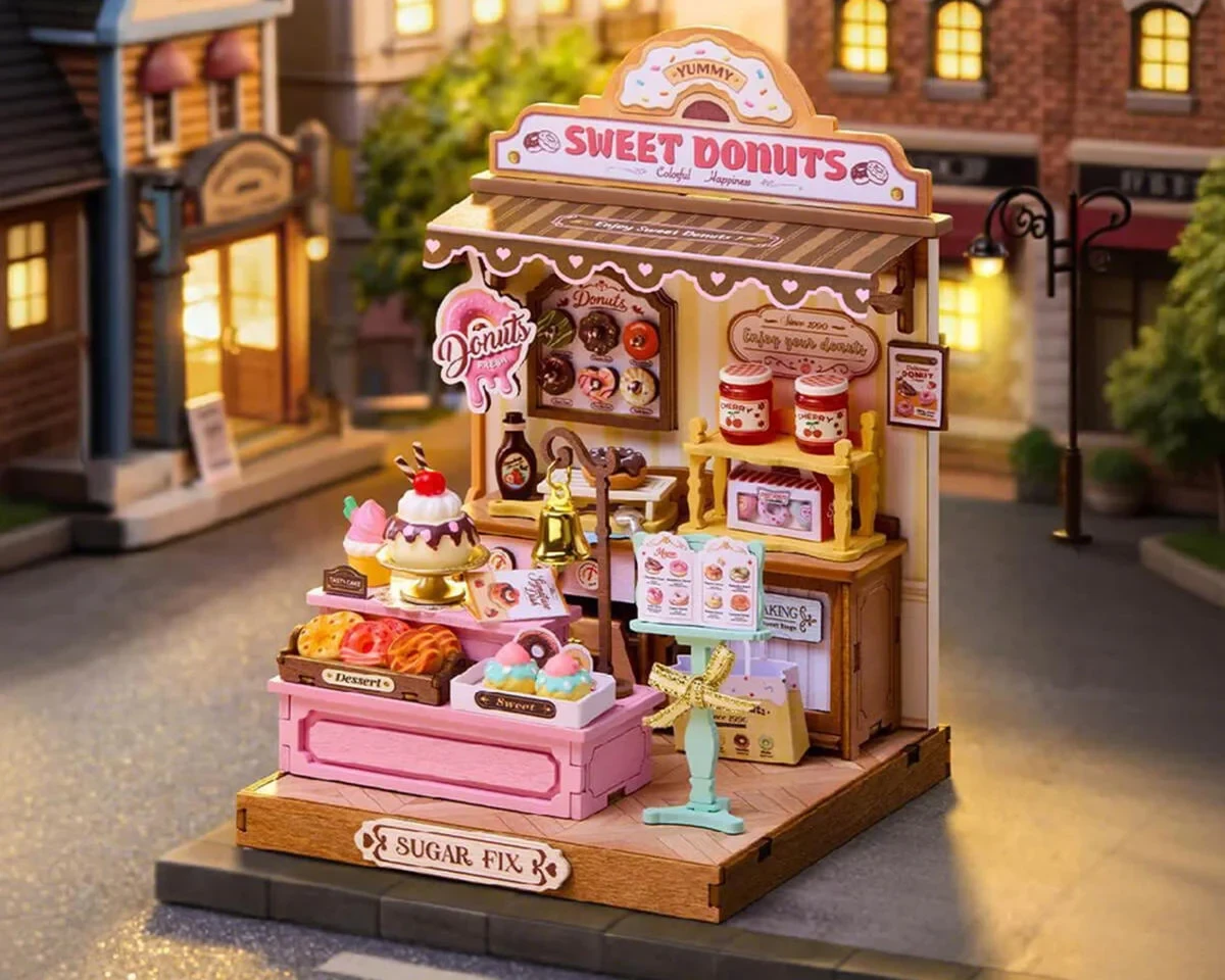  Robotime Rolife Sweetie's Donut Shop DIY Miniature 3D Wooden Model Kit