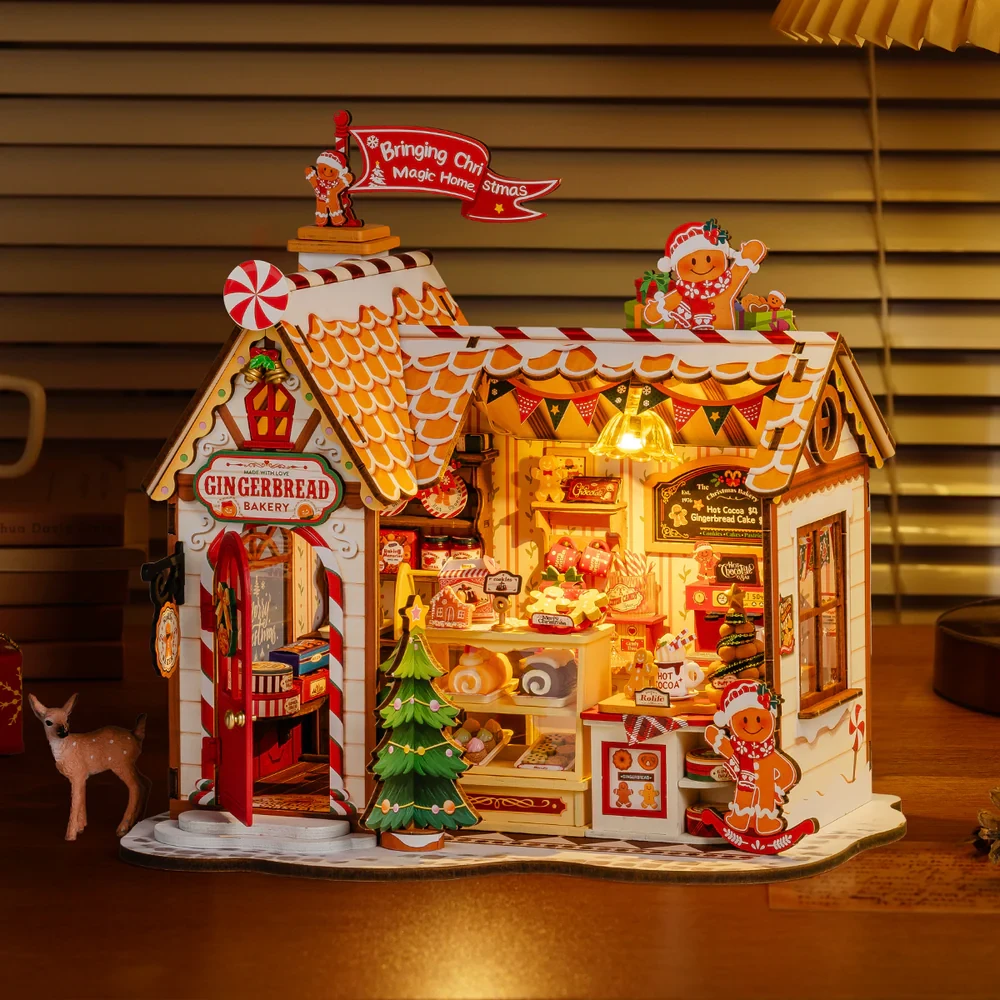  Robotime Gingerbread House DIY Miniature 3D Wooden Model Kit