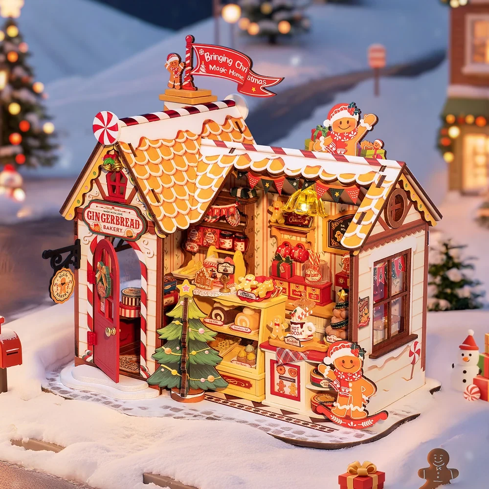  Robotime Gingerbread House DIY Miniature 3D Wooden Model Kit