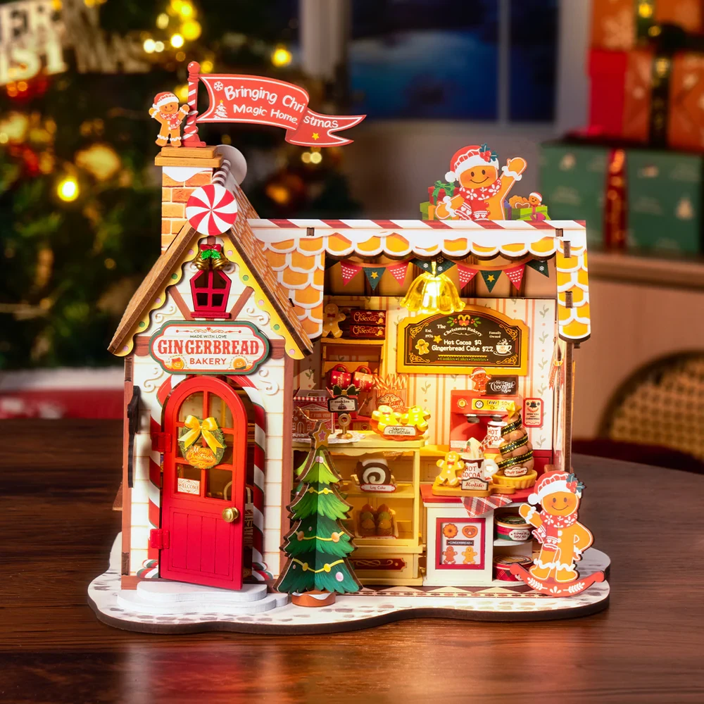  Robotime Gingerbread House DIY Miniature 3D Wooden Model Kit