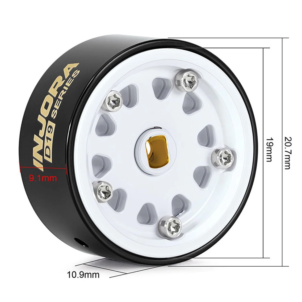 Injora White Brass 0.7" D19 Beadlock Wheels