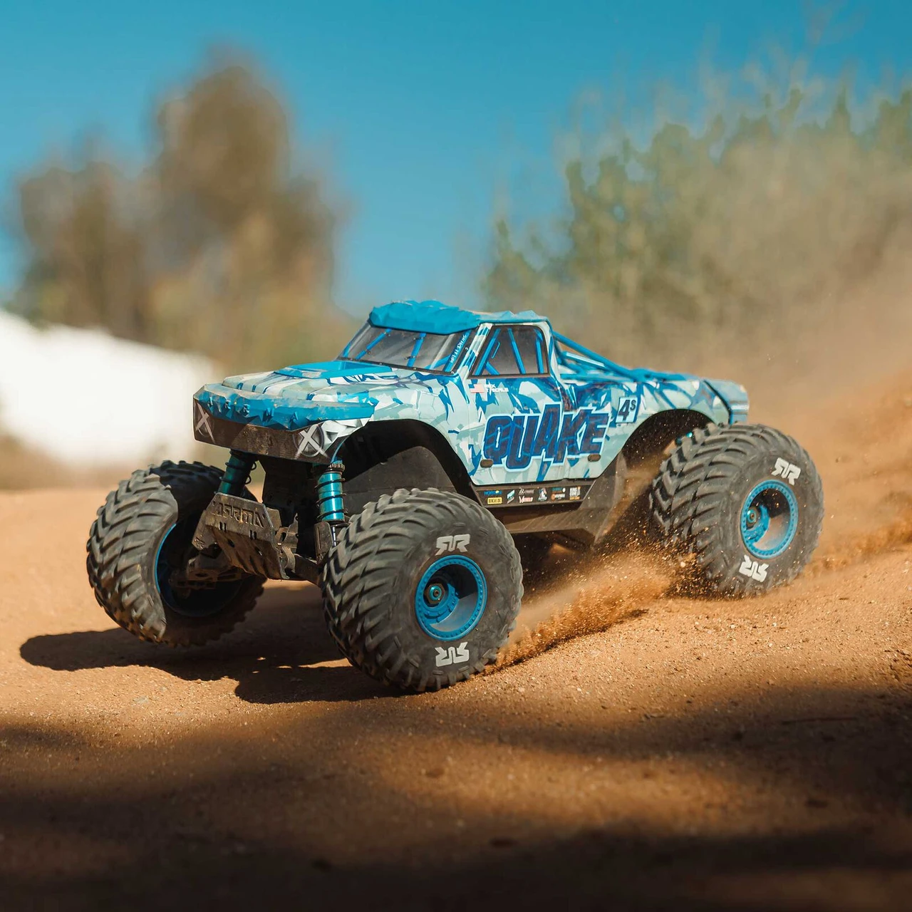 Arrma 1/8 QUAKE 4S DSC 4X4 RTR Brushless Monster Truck , White/Blue