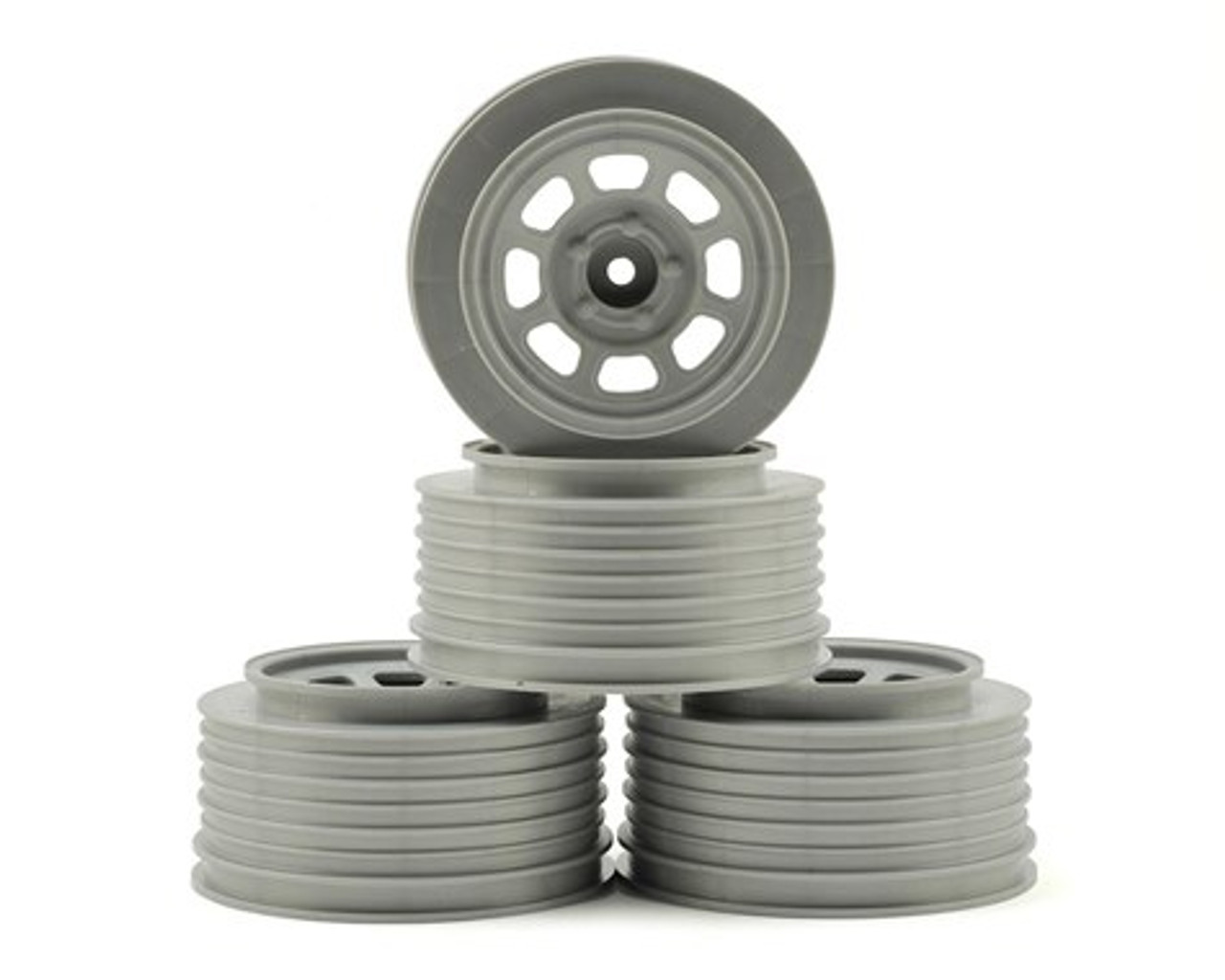 DE Racing Speedway SC Short Course Dirt Oval Wheels (Silver) (4) (19mm Backspace) Slash Front w/12mm Hex