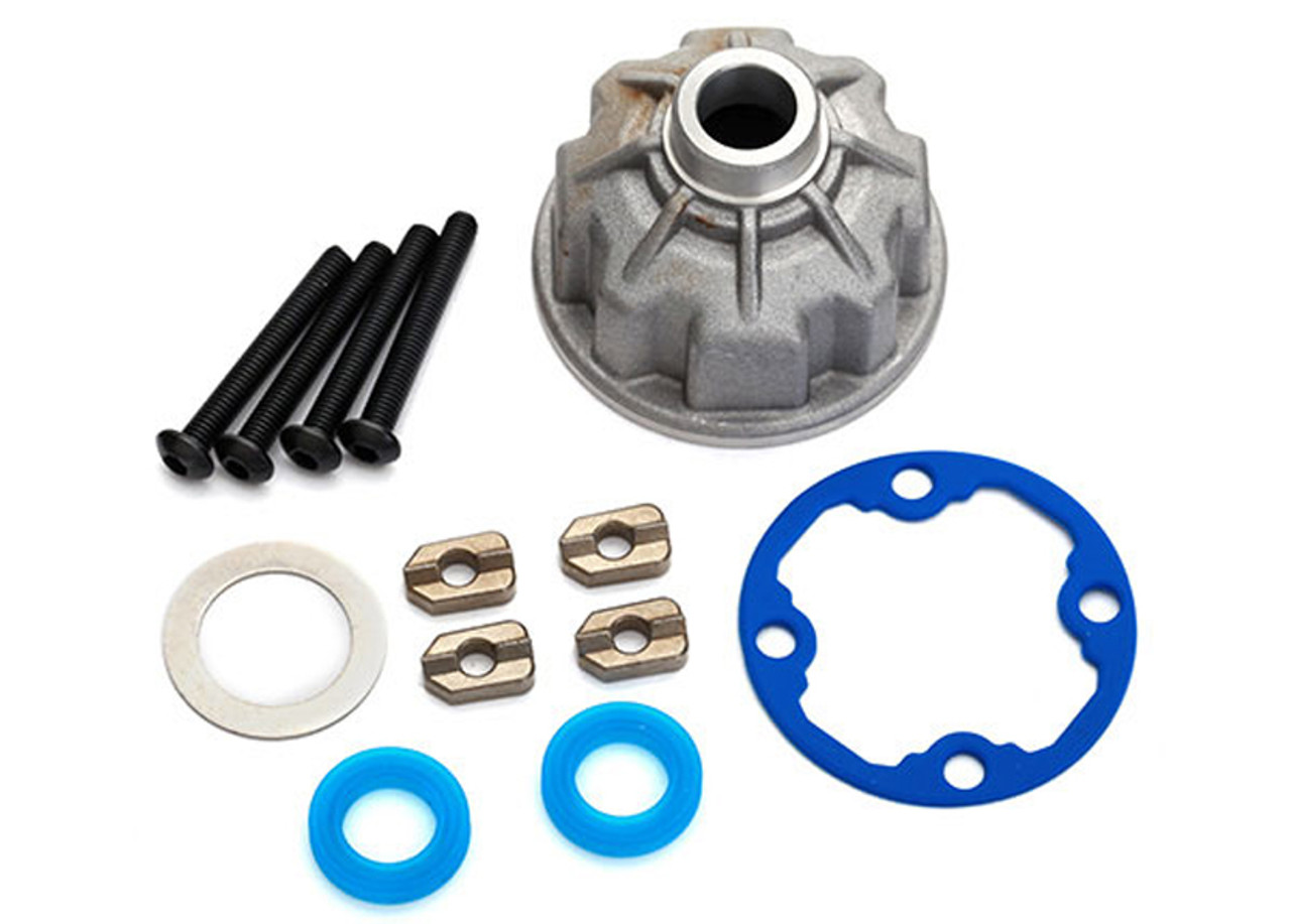 Traxxas Carrier, Differential (Aluminum)/X-Ring Gaskets (2)/ Ring Gear Gasket/ Spacers (4)/ 12.2x18x0.5