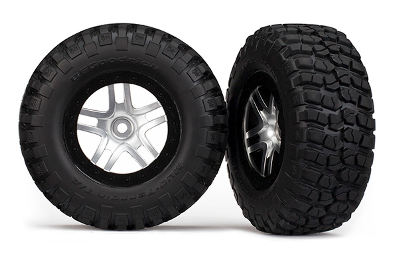 Traxxas BFGoodrich Mud TA KM2 Front Tire (2) (Satin Chrome) (Standard) w/ Split Spoke Front Wheel