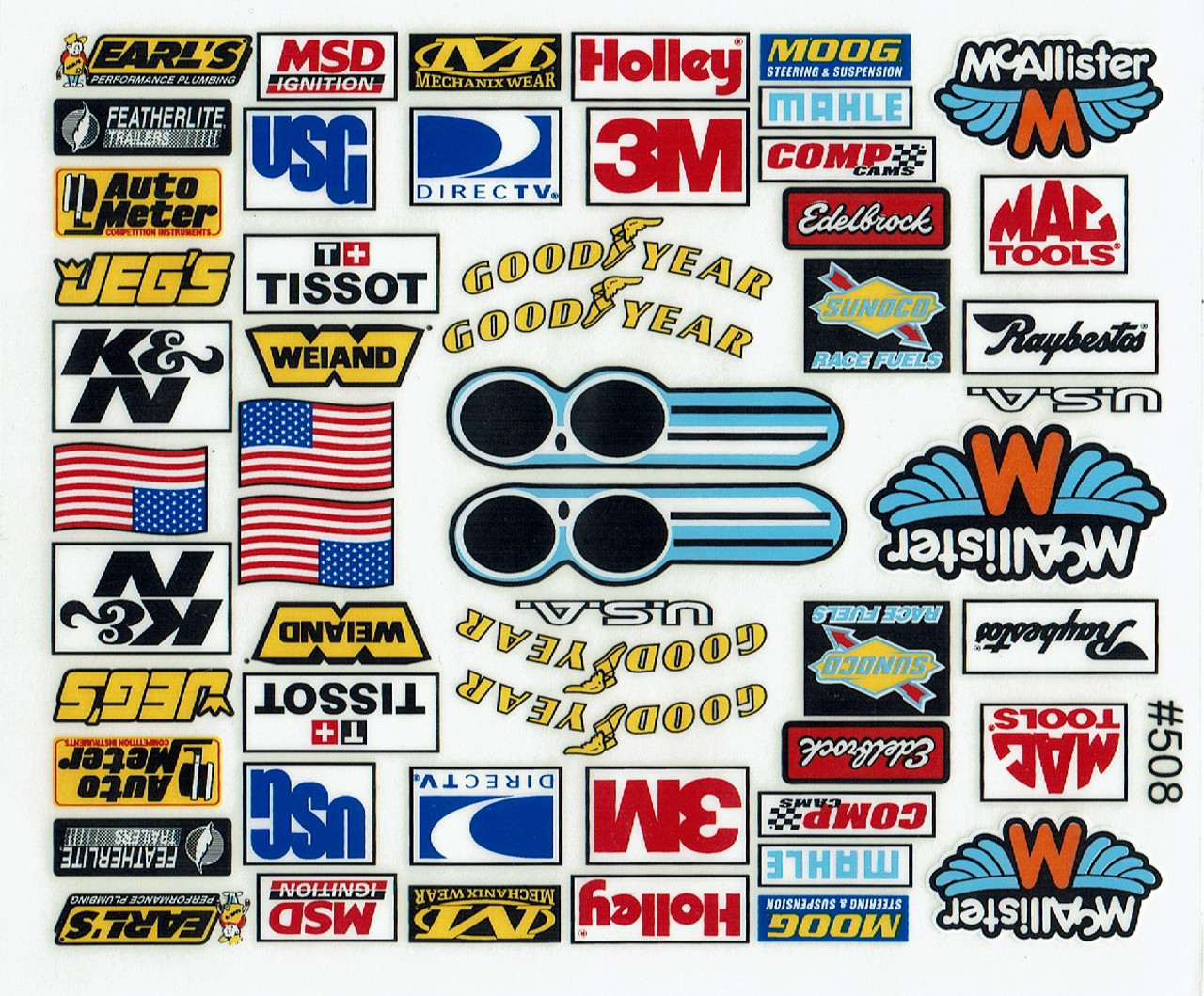 McAllister Racing D508 1/10 Scale Fender Sponsor Decal Sheet