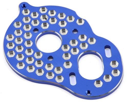 JConcepts 2428-1 B5M Aluminum "3 Gear" Honeycomb Motor Plate (Blue)