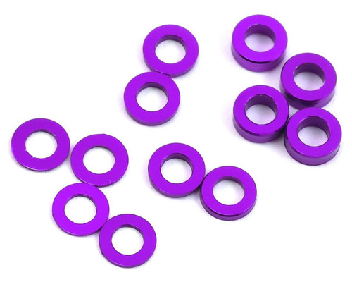 ProTek RC 8374 Aluminum Ball Stud Washer Set (0.5mm, 1.0mm & 2.0mm) (Purple) (12)