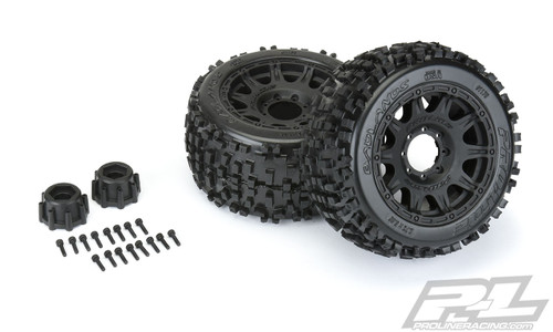Proline Badlands 3.8" All Terrain MT Tires, Raid Black Mounted 8x32 17mm Hex (2)