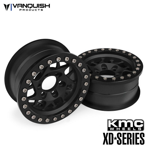 Vanquish 07710 KMC XD127 Bully 1.9 Beadlock Crawler Wheels (Black/Black) (2)