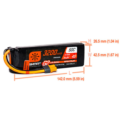 Spektrum 3200mAh 4S 14.8V Smart Battery G2 50C IC3