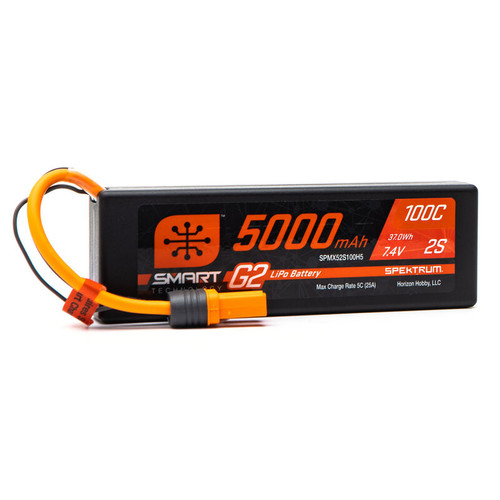 Spektrum 5000mAh 2S 7.4V Smart LiPo Battery G2 100C IC5
