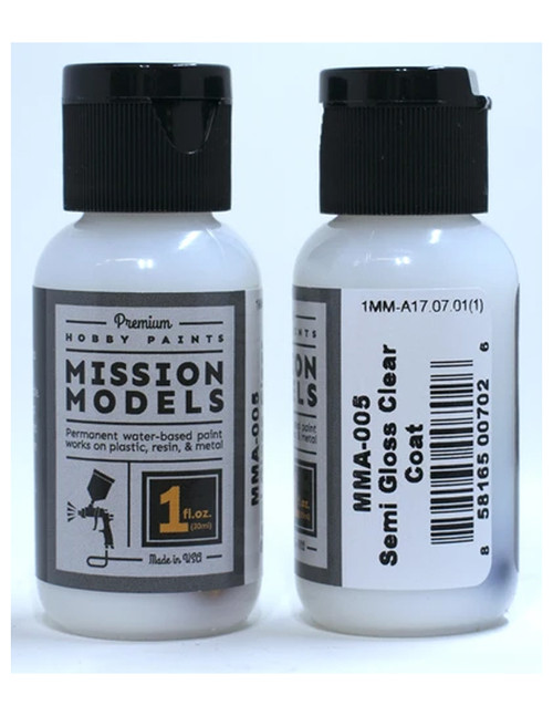 Mission Models MIOMMA-005 Acrylic Model Paint 1oz Bottle, Semi Gloss Clear