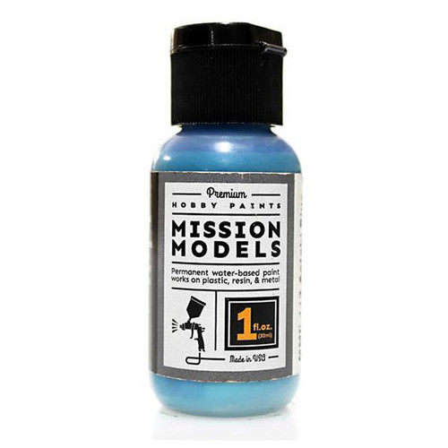 Mission Models MIOMMP-113 Acrylic Model Paint, 1 oz Bottle, Aotaki Blue Green Clear Coat (Spray Over Alum)