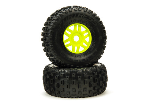 Arrma 550068 dBoots Fortress Front/Rear 2.4/3.3 Pre-Mounted Tires, 17mm Hex, Green (2)