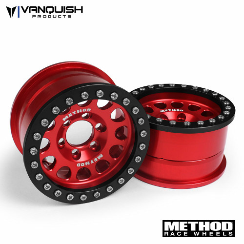Vanquish 07918 Method 105 1.9 Beadlock Crawler Wheels (Red/Black) (2)