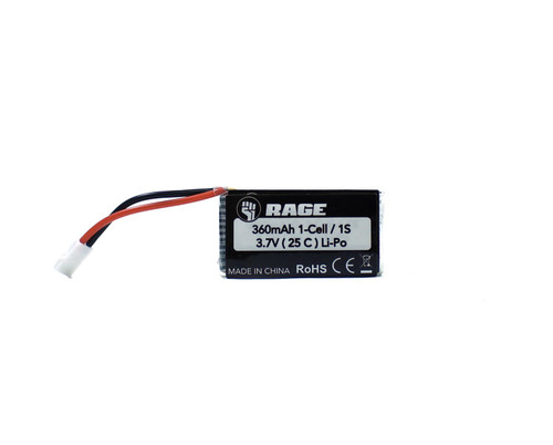 Rage RC 1S 3.7V 360mAh 25C LiPo Battery; Tempest 600, Super Cub MX