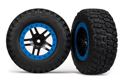 Traxxas Pre-Mounted BFGoodrich KM2 SCT Tires Split Spoke Black/Blue Wheels (2wd Fronts) (2)