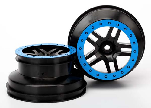Traxxas SCT Split Spoke Beadlock Wheels Black/Blue (2wd Fronts)