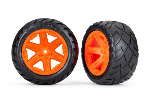 Traxxas 6768A Anaconda 2.8" Pre-Mounted Tires w/ Orange RTX Wheels (2wd Rear) (2)