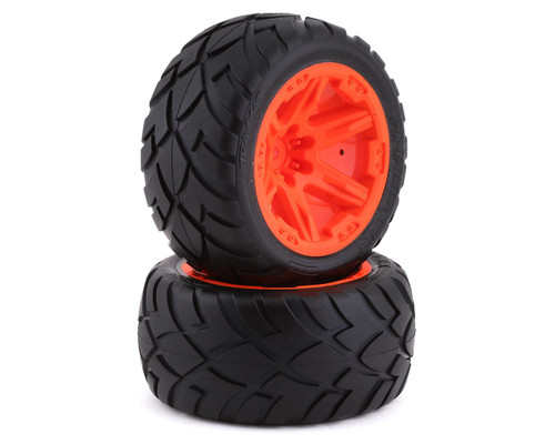 Traxxas 6775A Anaconda 2.8" Pre-Mounted Tires w/ Orange RTX Wheels (2wd Front, 4x4 F&R) (2)