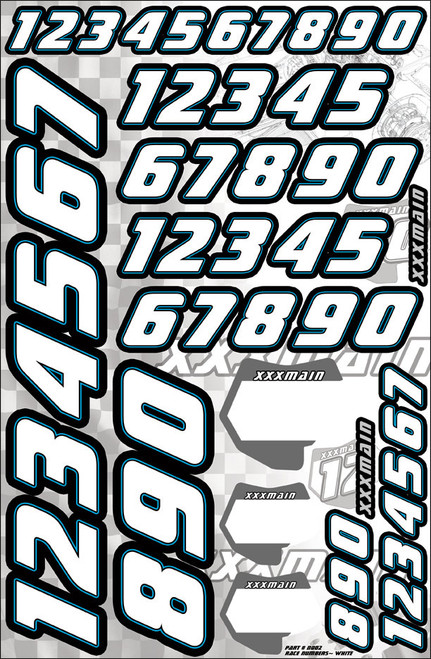 XXX Main Racing Decals 002 Race Number White