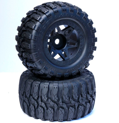 Power Hobby 1/8 Defender 3.8 MT Belted All Terrain Tires 17mm Hex 1/2" Offset (Black)