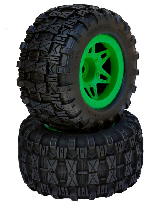 Power Hobby 1/8 Raptor 3.8 MT Belted All Terrain Tires 17mm Hex 1/2" Offset (Green)