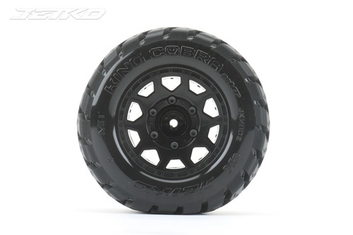 Jetko King Cobra 1/10 MT 2.8 Tires Mounted on Black Claw Rims, Medium Soft, 12mm Hex, 0" Offset (2)