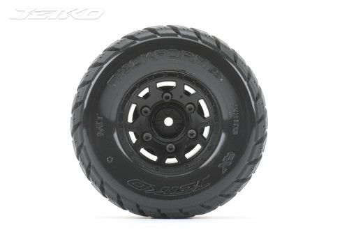 Jetko Rockform 1/10 SC Tires Mounted on Black Claw Rims, Medium Soft, 14mm Hex, (For Arrma) (2)