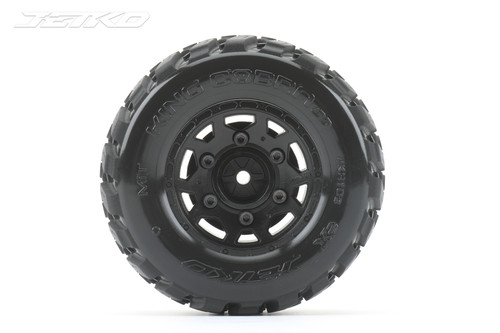 Jetko King Cobra 1/10 SC Tires Mounted on Black Claw Rims, Medium Soft, 12mm Hex, 1/2" Offset (2)