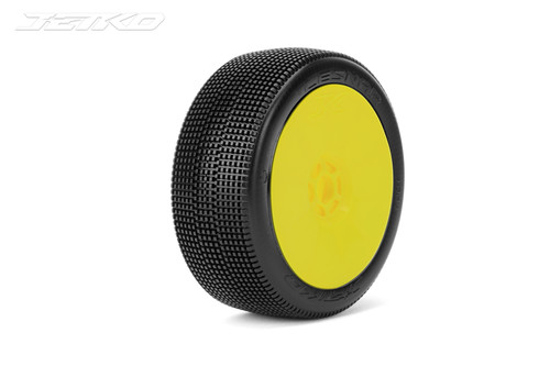 Jetko Lesnar 1/8 Buggy Tires Mounted on Yellow Dish Rims, Ultra Soft (2)