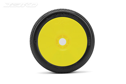 Jetko Lesnar 1/8 Buggy Tires Mounted on Yellow Dish Rims, Medium Soft (2)