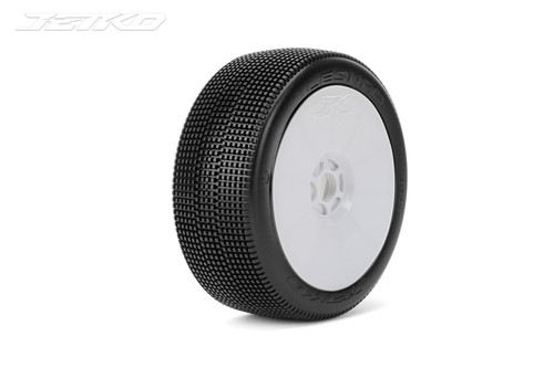 Jetko Lesnar 1/8 Buggy Tires Mounted on White Dish Rims, Medium Soft (2)