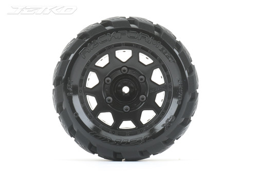 Jetko Rockform 1/10 ST 2.8 Tires Mounted on Black Claw Rims, Medium Soft, 12mm Hex, 0" Offset (2)