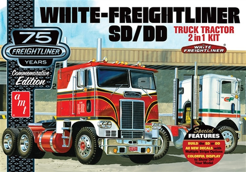 AMT 1/25 White Freightliner 2-in-1 Cabover Semi Tractor Model Kit