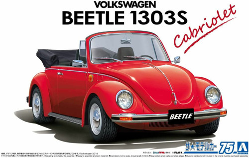 Aoshima 61541 1/24 1975 VW Beetle Model 1303S Convertible Model Kit