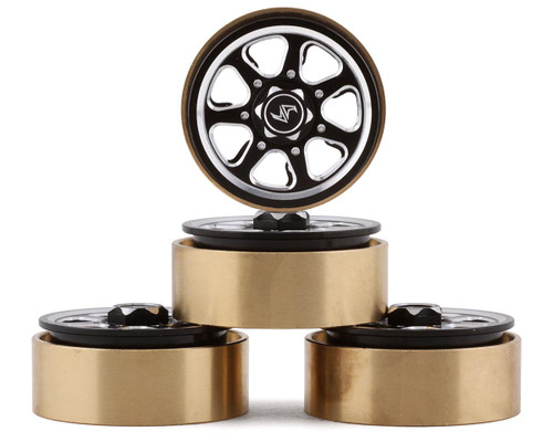 Samix SCX24 Aluminum & Brass 1.0" Beadlock Wheel Set w/Scale Hubs (Black) (4)