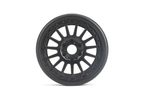 Jetko 1/8 GT Black Phoenix Racing Tires Mounted on Black Radial Rims, Ultra Soft, Belted