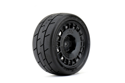 Jetko 1/10 GT Formula Tires Mounted on Black Radial Rims, Medium Soft (4)